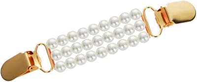 Fako Bijoux® - Vestsluiting - Vestclip - Vestklem - Witte Parels - Goudkleurig