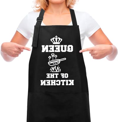 Persoonlijke Keuken Schort voor Vrouwen, Katoenen Schort met 2 Zakjes, Verstelbaar en Leuk BBQ Schort als Cadeau voor Kookliefhebbers