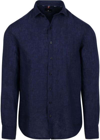 State Of Art Overhemd Linnen Donkerblauw (navy) - Maat 4XL - Heren - Overhemden Casual