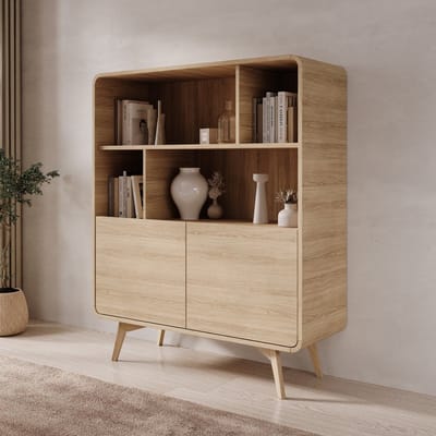 Meubella - Hoshii - Boekenkast - Eikenpatroon - 108x39x130 cm
