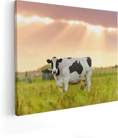 Artaza Canvas Schilderij Koeien - 50x40 cm - Wanddecoratie Landschap - Muurdecoratie Woonkamer - Kamer Accessoires Natuur