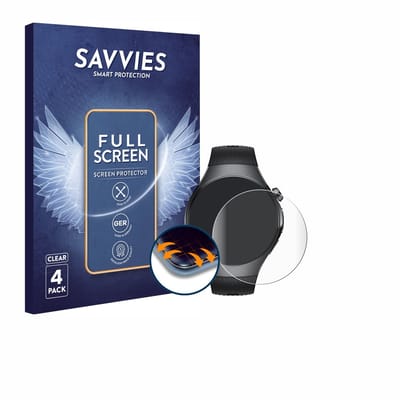Savvies - Screenprotector voor Huawei Watch 5 (46 mm) - Folie Beschermfolie transparant volledig dekking 4 Stuks