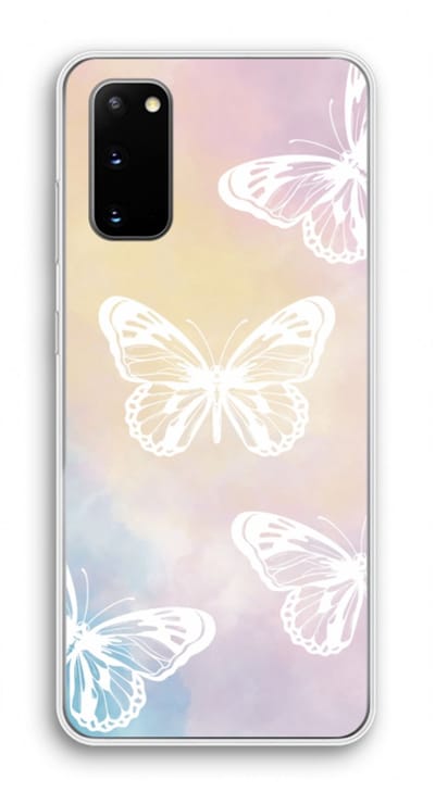 Case Company® - Hoesje geschikt voor Samsung Galaxy S20 hoesje - White butterfly - Soft Cover Telefoonhoesje - Bescherming aan alle Kanten en Schermrand