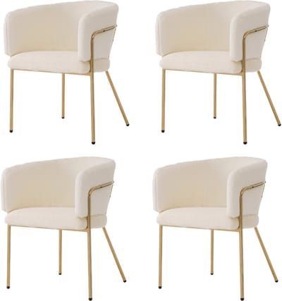 Merax Eetkamerstoelen Set Van 4 - Luxe Design Stoelen Met Zachte Bekleding En Metalen Poten - Comfortabele Stoelen Voor Eetkamer Woonkamer Of Slaapkamer Beige