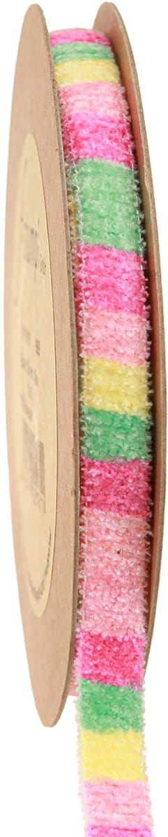 Cadeaulint badstof decoratief lint kleurrijke strepen 10mm 10m