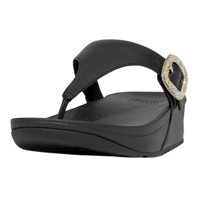 Fit Flop Dames/Dames Lulu Leren Sandalen met Ruitsteentje Gesp (Zwart)