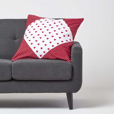 Homescapes Rood Hart Patchwork Kussenhoes 60x60cm