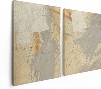 Artaza Canvas Schilderij Tweeluik Abstracte Kunst van een Cementen Muur - 120x80 cm - Wanddecoratie Woonkamer - Schilderijen - Muurdecoratie