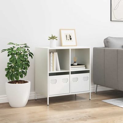 vidaXL - Dressoir - 68x39x73,5 - cm - koudgewalst - staal - wit