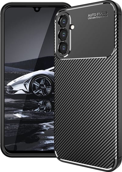 Techsuit Carbon Fiber Silicone Back Cover Hoesje geschikt voor Samsung Galaxy A14 4G/5G - Zwart