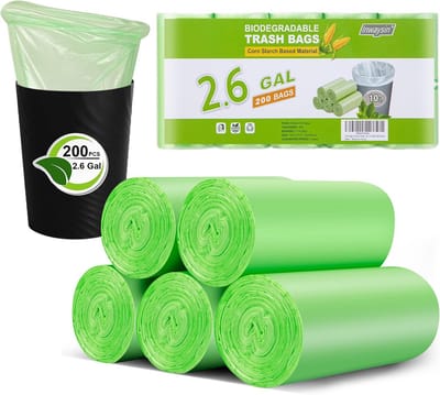 Kleine vuilniszakken - Afvalzakken sterk - Badkamer keuken - Biologisch afbreekbaar materiaal - 200 stuks - Groen