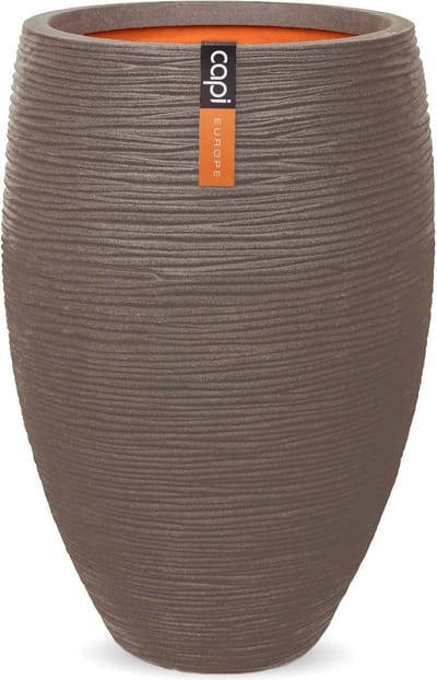 Capi Europe - Vaas elegant deluxe Rib NL - 38x58 - Warm taupe - Opening Ø27 - Bloempot voor binnen en buiten - Levenslang garantie - Breukbestendig - 100% Recyclebaar - CO2 Neutraal geproduceerd - KWTR1131