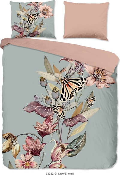 Good Morning dekbedovertrek bloemen en vlinders - 2 persoons 200x200/220 cm - Multi - 100% Katoen renforc�