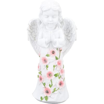Statue de Jardin Solaire Ange avec Succulente Décor de Pelouse Extérieur Figurine de Jardin pour Patio Balcon Cour