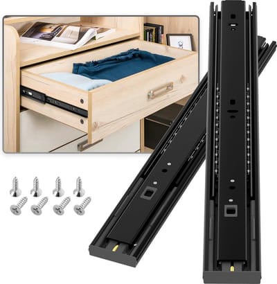 Ladegeleiders, volledig uittrekbaar, softclose, 350 mm, keukengeleiders met zelfsluitend en demping, ladegeleiding, 45 kg, laadcapaciteit, 1 paar (2 stuks)