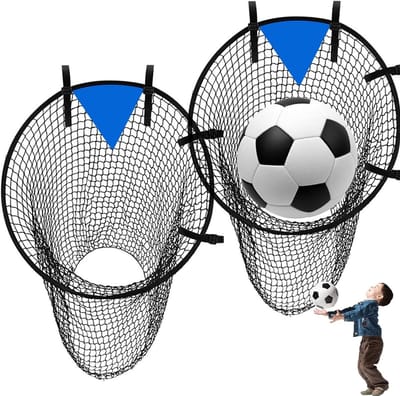 Set van 2 Draagbare Voetbalnetten voor Tuintraining met Verstelbare Banden - 55 cm, Ideaal voor Kinderen en Beginners