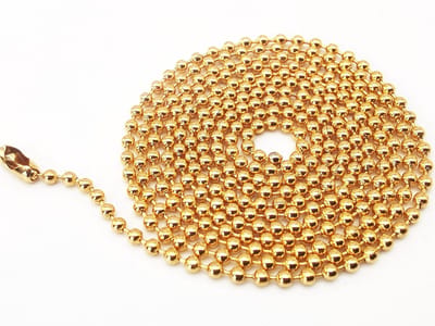 RVS - goudkleurig - Bolletjes - ketting - 90 cm - Dikte 2 mm - Prachtig voor - memory locker, makkelijk in te korten.