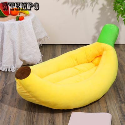 1 nid de banane pour animaux de compagnie, amovible et lavable, coussin en peluche chaud pour chien, fournitures pour animaux de compagnie pour chiens et chats de petite et moyenne taille XS jaune