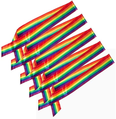 Smiffys Regenboog sjerp volwassenen - 5x - Pride parade - liefde - lhbtiqa+ - kleurrijk - polyester - 90 cm lang