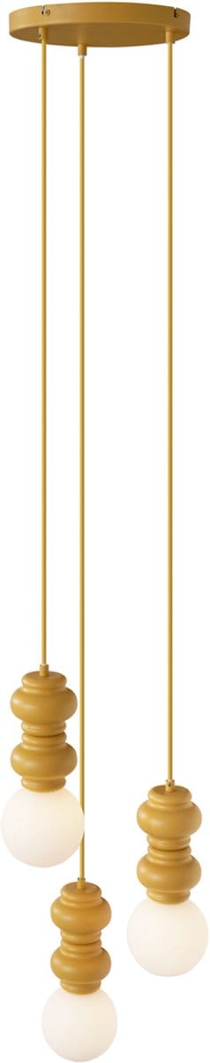 QAZQA fedde - Retro Hanglamp - 3 lichts - Ø 31 cm - Geel - Woonkamer | Slaapkamer | Keuken