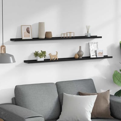 vidaXL - Wandschappen - 2 - st - 115x9x3 - cm - zwart