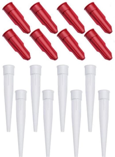 DW4Trading Afsluitbare Spuitmonden met Dop 100mm 8 Stuks Voor Siliconen Kitspuit - Tuit Mondstuk - Kitpistool Kokers