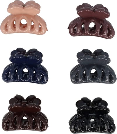 Haarsoires Haarspeld Haarklemmen 2,5cm – Naturel – Zwart Bruin Blauw Grijs Roze – Set van 6 - Haarclip Klem - Hair Claw - voor Opsteken Haar - Hair Clip - Decoratieve Haaraccessoire