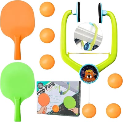 Hanging Table Tennis Trainer voor Kinderen, Verstelbare Ping Pong Set met Rackets en Ballen, Ideaal voor Thuis en Gezinsactiviteiten