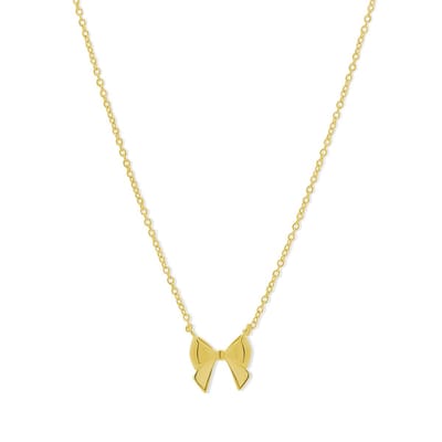 New Bling 9LA-20045N Zilveren Ketting met Hangertje - Strikje - 10x11mm - 39+3+4cm - Zilver - Verguld/Goud op Zilver