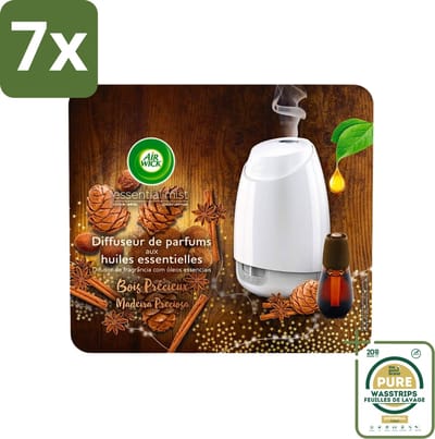 7 x Air Wick Essential Mist - Starterkit - Edelhout - 20ml - Grootverpakking - Essentiële Olie - Geurverspreider - Kostbaar Hout - Luchtgeur - Warme Geur