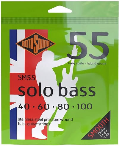 Rotosound SM55 Bassnaren Set Linea Pressure Wound Stainless Steel Hybrid Gauge (040-100)