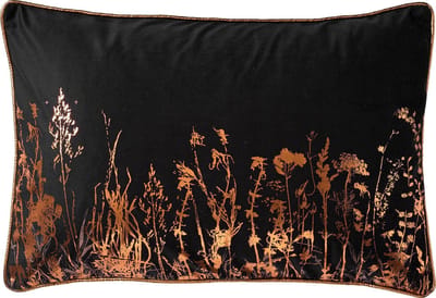 Dutch Decor DALITA - kussenhoes 40x60 cm - metallic design - bloemenprint - Raven - zwart - met rits - zonder binnenkussen