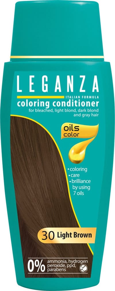 Leganza Coloring Conditioner Light Brown – Natuurlijke Kleurspoeling Lichtbruin – Semi-Permanente Haarkleuring met Natuurlijke Oliën – Zonder Ammoniak – 150ml