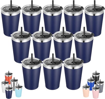 RVS Tumbler - Reisbeker Thermosbeker - Warme Koude Dranken - Dubbelwandig Geïsoleerd - 12 Ounces - Marineblauw