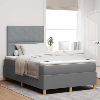 vidaXL - Boxspring - bed - met - hoofdeinde - Lichtgrijs - 120 - x - 190 - cm - Stof
