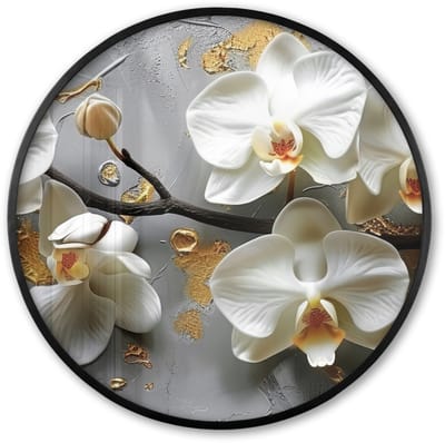 Poster in lijst Rond - Fotolijst 60x60 cm - Posters - Bloemen - Orchidee - Abstract - Modern - Ronde posterlijst zwart - Decoratie - Wanddecoratie woonkamer - Muurdecoratie slaapkamer