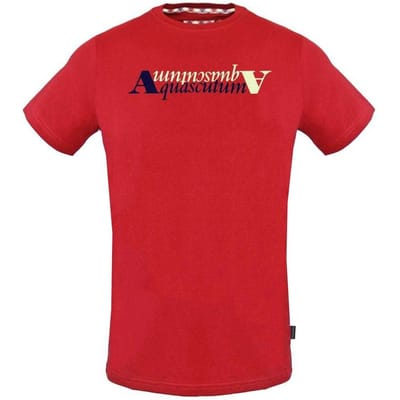 Aquascutum Heren Reflectie Logo T-Shirt (Rood)