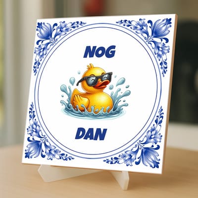 Tegeltjes met tekst - Nog 1tje Dan - 15 x 15 cm– inclusief gratis transparante ezelhouder – Kleurmedia