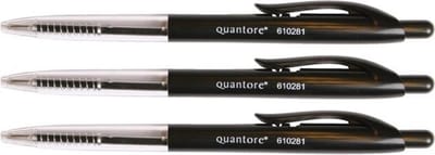 Balpen - Quantore - Zwart - Met drukknop - 1 stuk