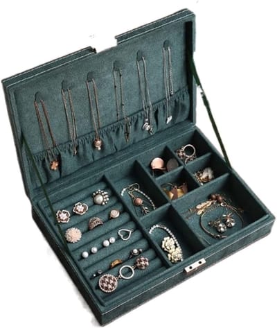 Sieraden Opberger - Juwelendoos - Sieraden Overzichtelijk - Ingebouwde Spiegel - Groot Formaat - Groen
