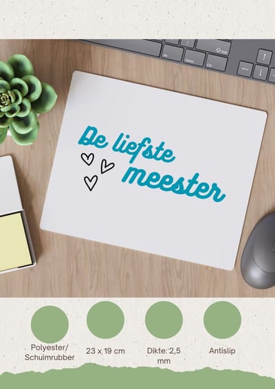 Akyol - de liefste meester Muismat - Meester - voor de liefste meester - meester - verjaardagscadeau - verjaardag - cadeau - afscheidscadeau - geschenk - leuke cadeau - kado - gift - meesterdag - 23 bij 19 cm
