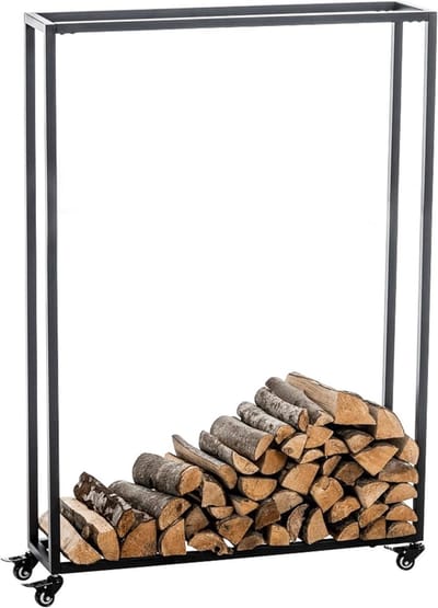 Houtopslag Rek Zwart - Brandhout Opslag voor Binnen en Buiten - 150x80x25 cm