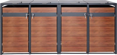 Cosmo Casa 4-Delige Vuilnisbak - Bekleding - Uitbreidbaar - Metaal - 100 kg - Antraciet - Kersen houtlook - Donkerbruin
