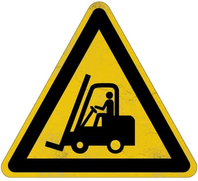Heftruck gevaar waarschuwingsbord - W014 | Sign Again materiaal | 15 cm
