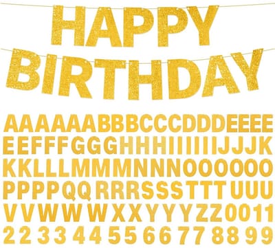 SnelShoppen - DIY Garland Set met 107 Letters en Cijfers in Goud - Happy Birthday Banner voor Feesten, Bruiloften en Partijdecoratie