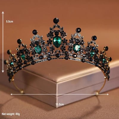 Bruidshoofddeksel Zwart-Kleur Dames Ballroom Kroon Barok Kristal Tiara's En Kronen Bruids Bruiloft Haaraccessoires Sieraden Tiaras
