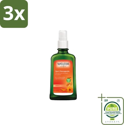 3 x WELEDA - Massageolie Sport - Arnica - 100 ml - Grootverpakking - Sportmassage - Spierpijn - Spierherstel - Arnica - Massageolie