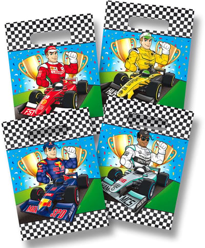Folat Race/Formule 1 feestzakjes/snoepzakjes - 8x stuks - 18 x 28 cm