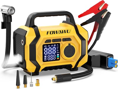 SnelShoppen - 9-in-1 Power Bank met Compressor, 8000A Auto Accu Start, 26800mAh, Voor Alle Auto's en 10L Diesel, Elektrische Fietspomp 150psi, Automat