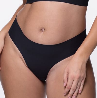 Naadloze slip Airlite Eco - Hipster Classic - Invisible dames onderbroek - Beige - zwart - Zwart / XL